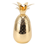 Cocktail Shaker Pineapple Shape Stainless Steel Polished Smooth Surface 500ml for Home Bar Gold - Front View