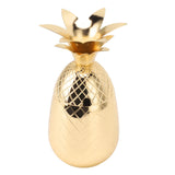 Cocktail Shaker Pineapple Shape Stainless Steel Polished Smooth Surface 500ml for Home Bar Gold - Top-Down View
