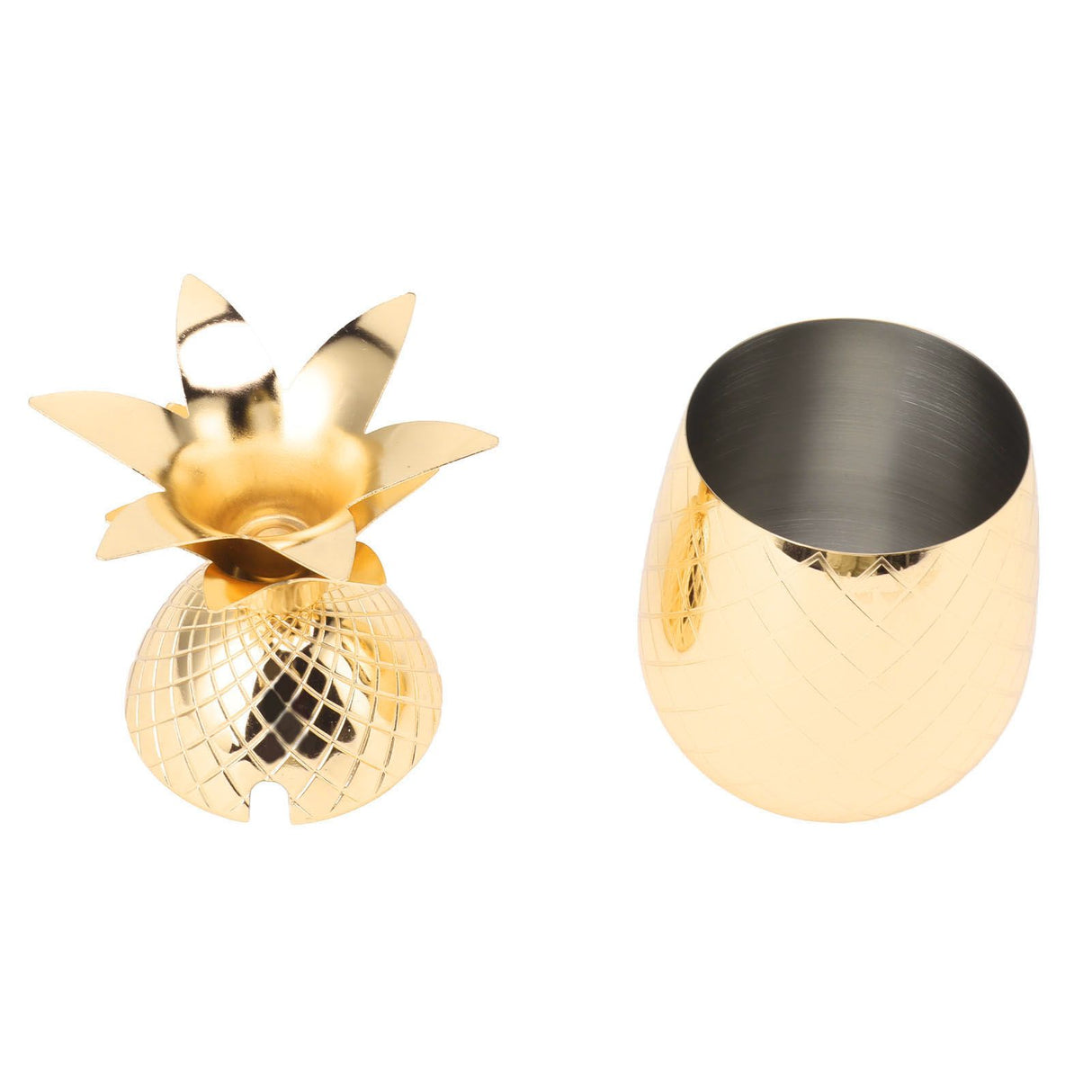 Cocktail Shaker Pineapple Shape Stainless Steel Polished Smooth Surface 500ml for Home Bar Gold