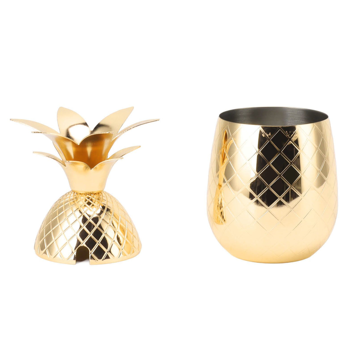 Cocktail Shaker Pineapple Shape Stainless Steel Polished Smooth Surface 500ml for Home Bar Gold