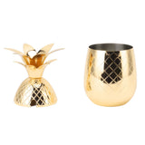 Cocktail Shaker Pineapple Shape Stainless Steel Polished Smooth Surface 500ml for Home Bar Gold