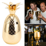 Cocktail Shaker Pineapple Shape Stainless Steel Polished Smooth Surface 500ml for Home Bar Gold - Extra Image