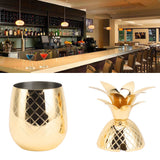 Cocktail Shaker Pineapple Shape Stainless Steel Polished Smooth Surface 500ml for Home Bar Gold
