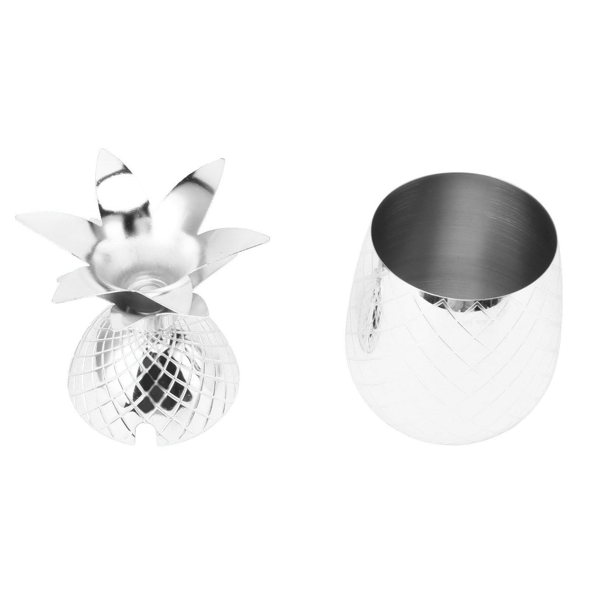 Cocktail Shaker Pineapple Shape Stainless Steel Polished Smooth Surface 500ml for Home Bar Silver