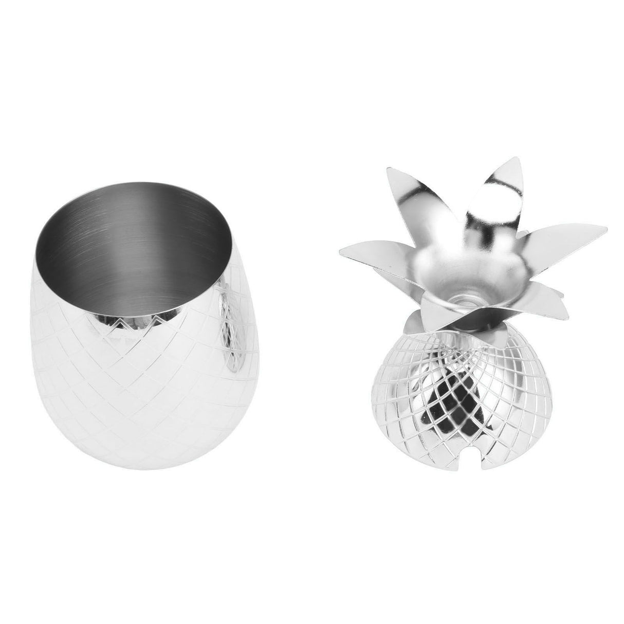 Cocktail Shaker Pineapple Shape Stainless Steel Polished Smooth Surface 500ml for Home Bar Silver