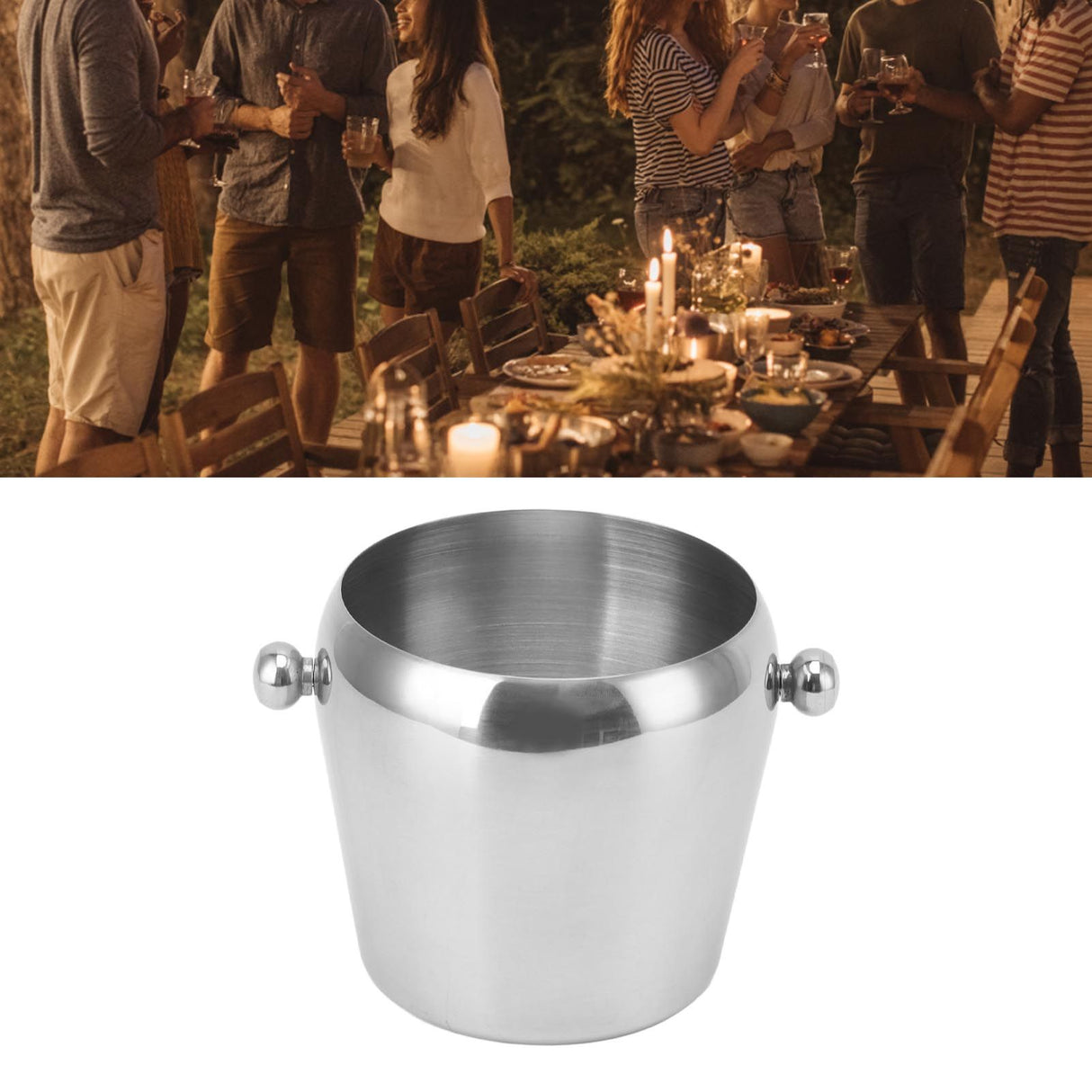 Stainless Steel Ice Bucket Champagne Ice Bucket Wine Chiller Bucket Beverage Tub with Smooth Handle for Home Bars Parties Silver Naked Small 1L