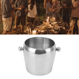 Stainless Steel Ice Bucket Champagne Ice Bucket Wine Chiller Bucket Beverage Tub with Smooth Handle for Home Bars Parties Silver Naked Small 1L