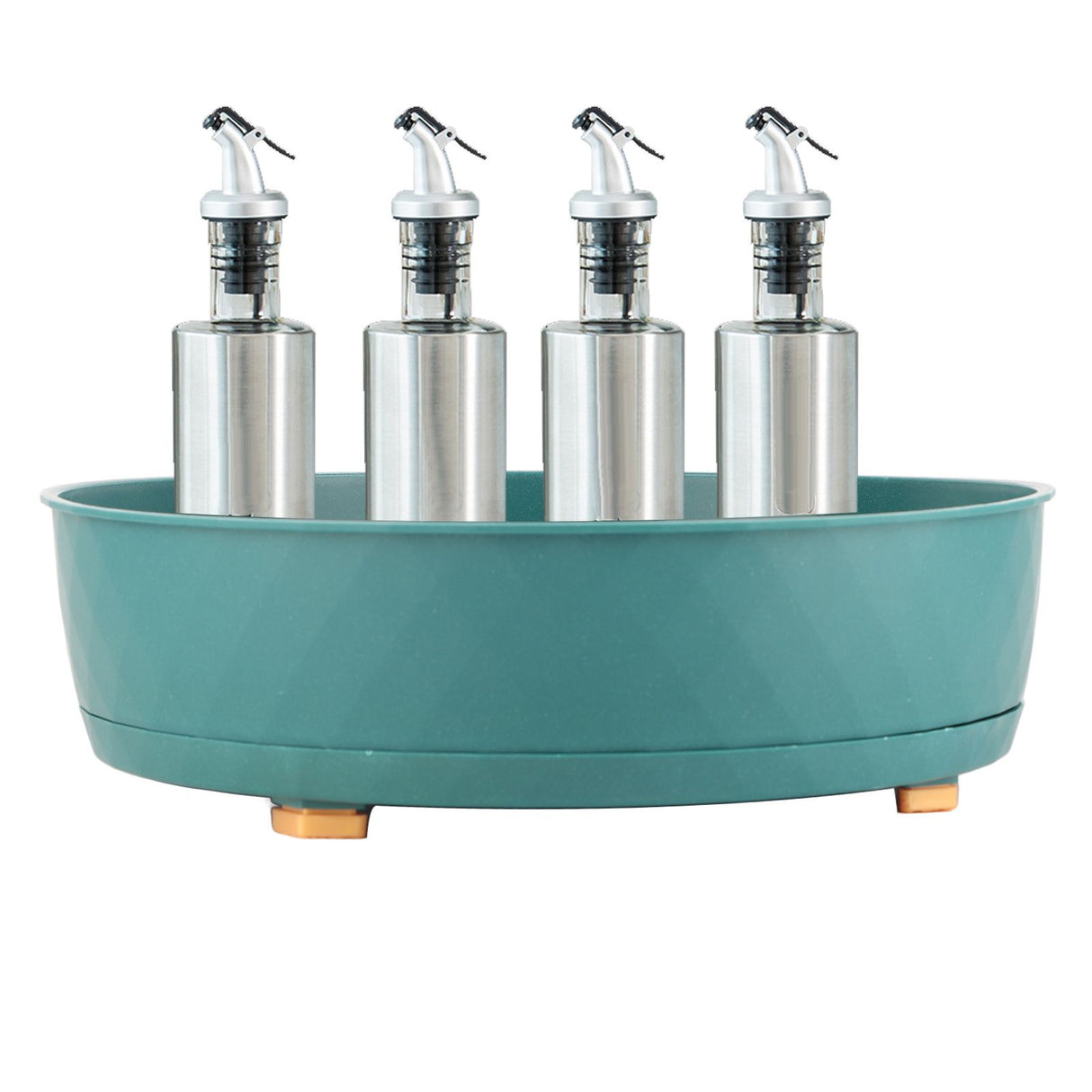 Kitchen Turntable Spin Round Tray 360 Degrees Rotating Non Skid Multifunctional Spice Organizer for Cabinet Pantry Refrigerator Countertop Green