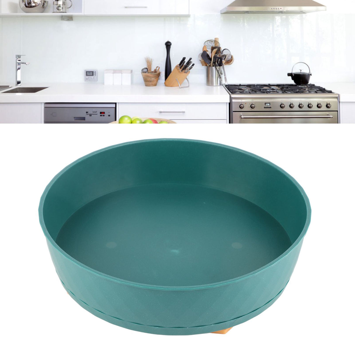Kitchen Turntable Spin Round Tray 360 Degrees Rotating Non Skid Multifunctional Spice Organizer for Cabinet Pantry Refrigerator Countertop Green