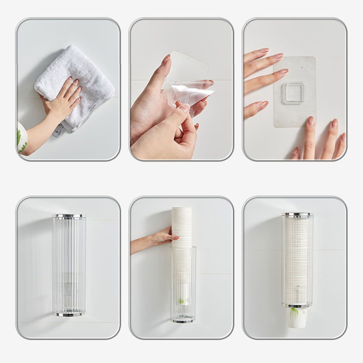 Plastic Disposable Paper Cups Dispenser Wall Mount Pull Type Water Cooler Cup Dispenser Automatic Remover Cup Holder for Home Hospital Gym Office