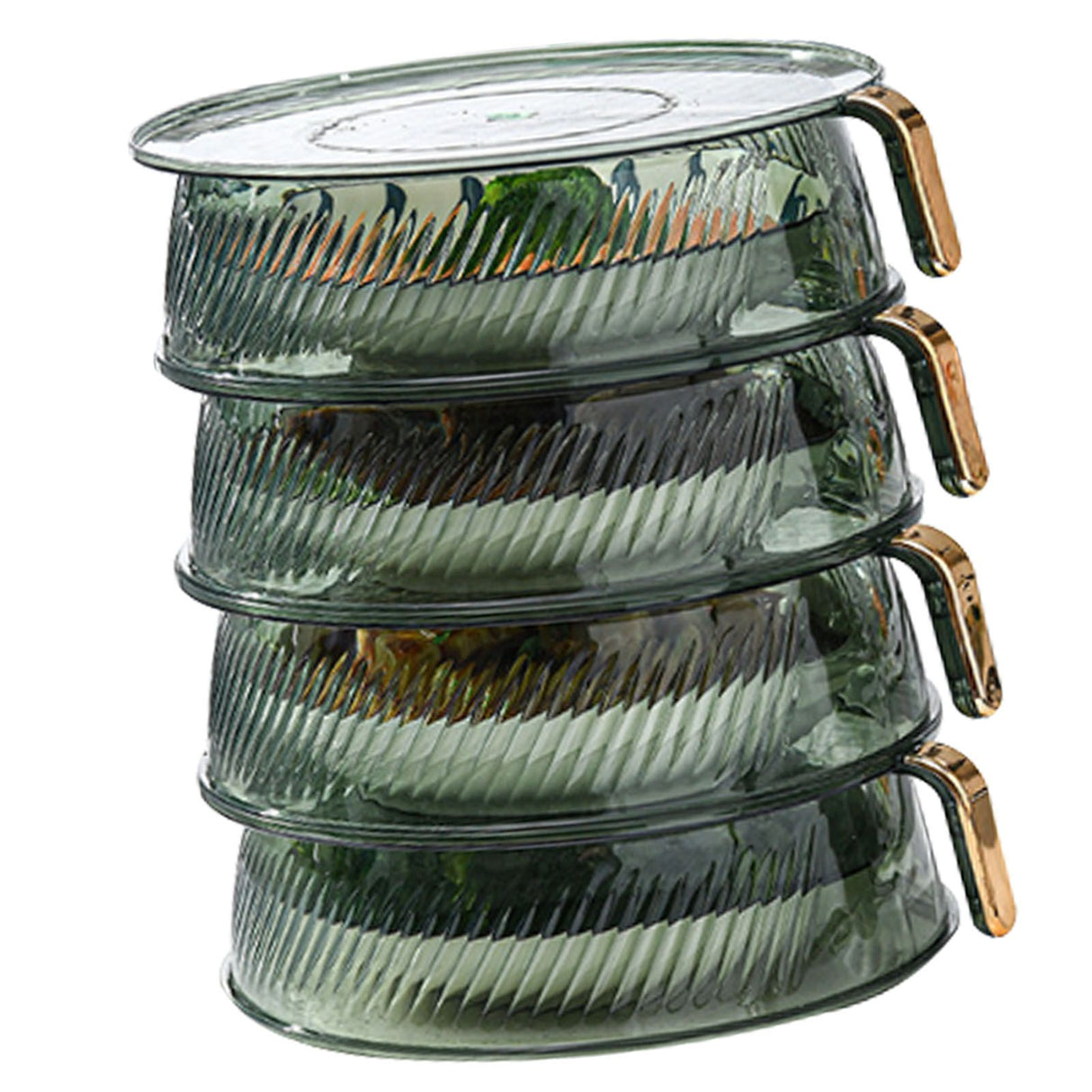 Transparent Green Insulated Food Cover Stackable Multilayer Dustproof Thermal Vegetable Storage Cover 4 Layer