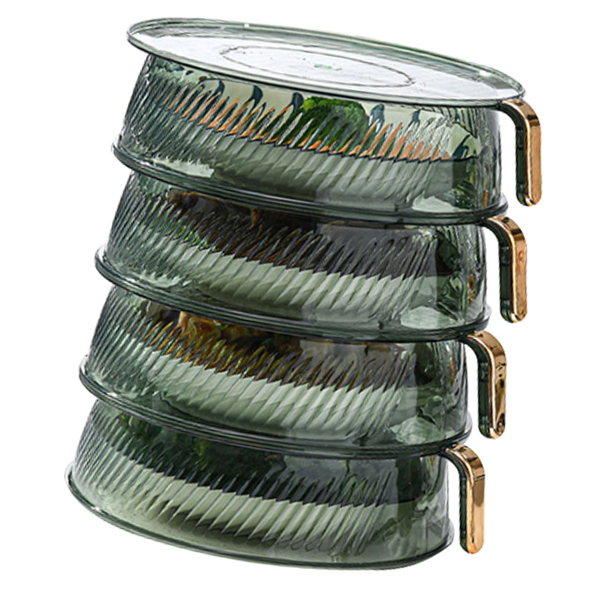 Transparent Green Insulated Food Cover Stackable Multilayer Dustproof Thermal Vegetable Storage Cover 4 Layer