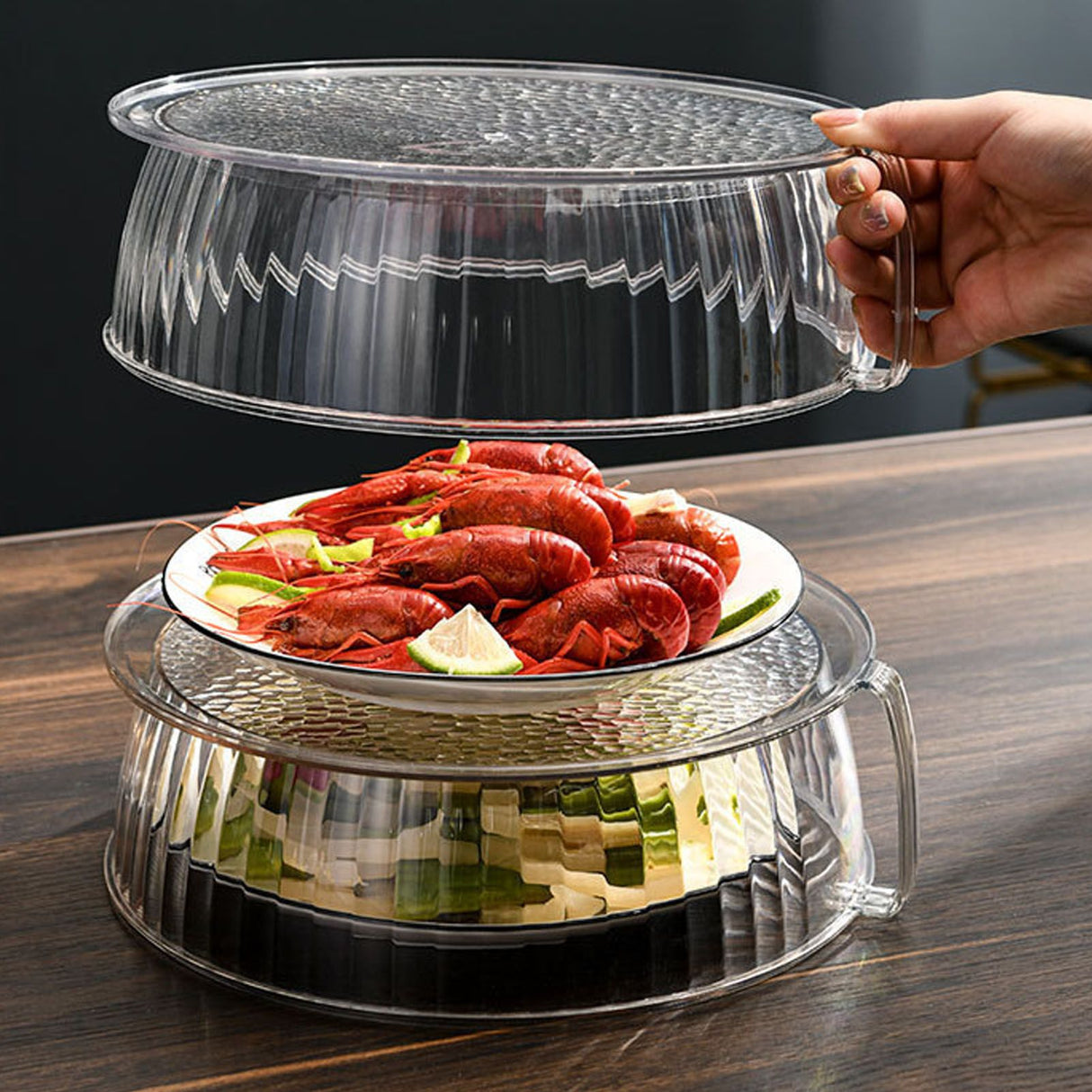 Multilayer Food Cover Multifunctional Transparent Food Cover Fresh Keeping Insulated Dish Cover for Kitchen Dining Table 2 Layers