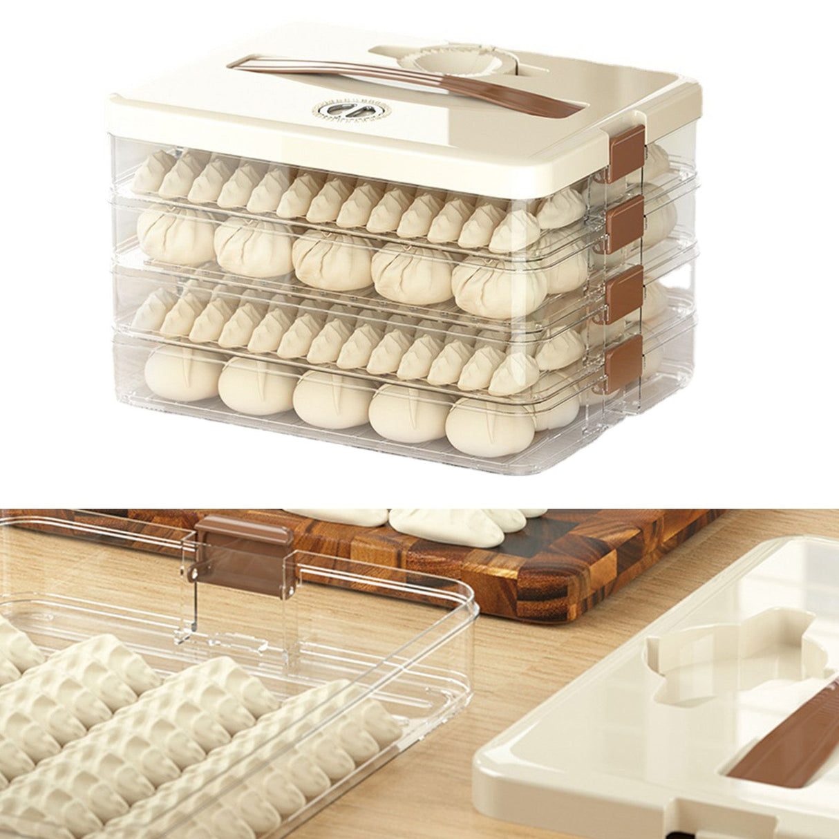 Dumpling Storage Box Large Capacity Multi Layer Transparent Plastic Airtight Food Container Kitchen Supplies 4 Layers