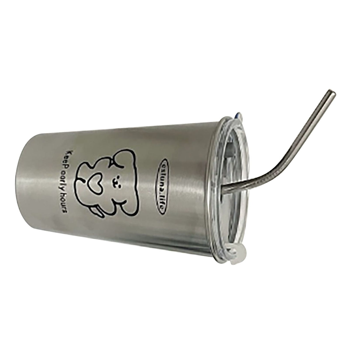 Stainless Steel Cold Tumbler 500ml with Metal Straws Lid Iced Coffee Travel Mug for Coffee Water Tea Loving Dog