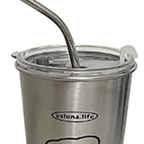 Stainless Steel Cold Tumbler 500ml with Metal Straws Lid Iced Coffee Travel Mug for Coffee Water Tea Loving Dog - Low Angle