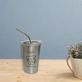 Stainless Steel Cold Tumbler 500ml with Metal Straws Lid Iced Coffee Travel Mug for Coffee Water Tea Loving Dog - Extra Image