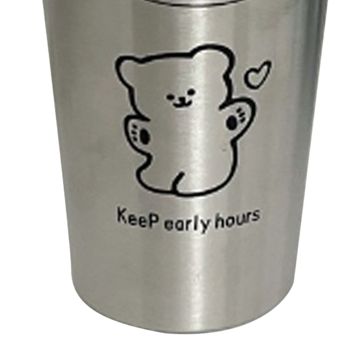Stainless Steel Cold Tumbler 500ml with Metal Straws Lid Iced Coffee Travel Mug for Coffee Water Tea Happy Bear