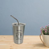 Stainless Steel Cold Tumbler 500ml with Metal Straws Lid Iced Coffee Travel Mug for Coffee Water Tea Happy Bear - Extra Image