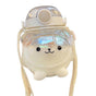 Large Water Bottle 1000ml Cartoon Bear Shape Portable Drinking Bottle with Straw Strap for Summer White