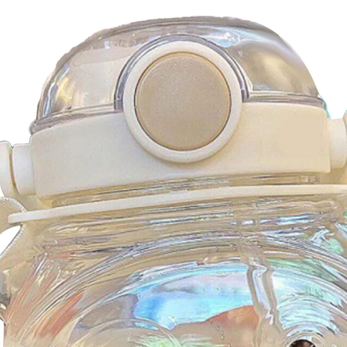 Large Water Bottle 1000ml Cartoon Bear Shape Portable Drinking Bottle with Straw Strap for Summer White