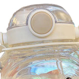 Large Water Bottle 1000ml Cartoon Bear Shape Portable Drinking Bottle with Straw Strap for Summer White