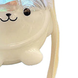 Large Water Bottle 1000ml Cartoon Bear Shape Portable Drinking Bottle with Straw Strap for Summer White