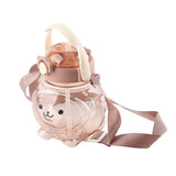 Large Water Bottle 1000ml Cartoon Bear Shape Portable Drinking Bottle with Straw Strap for Summer Coffee - Side View