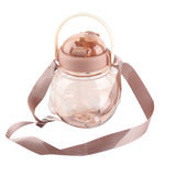 Large Water Bottle 1000ml Cartoon Bear Shape Portable Drinking Bottle with Straw Strap for Summer Coffee - Top-Down View