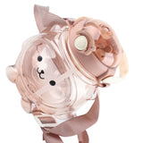 Large Water Bottle 1000ml Cartoon Bear Shape Portable Drinking Bottle with Straw Strap for Summer Coffee - Rear View