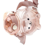 Large Water Bottle 1000ml Cartoon Bear Shape Portable Drinking Bottle with Straw Strap for Summer Coffee - Low Angle