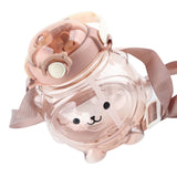 Large Water Bottle 1000ml Cartoon Bear Shape Portable Drinking Bottle with Straw Strap for Summer Coffee - Extra Image