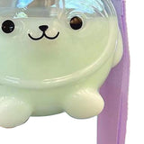 Large Water Bottle 1000ml Cartoon Bear Shape Portable Drinking Bottle with Straw Strap for Summer Purple
