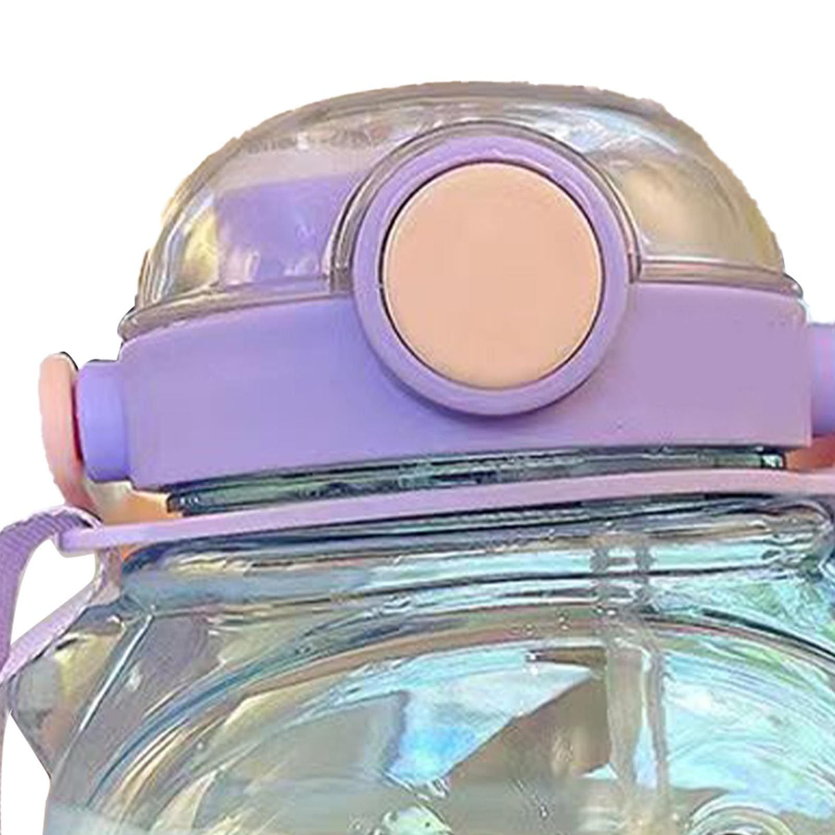 Large Water Bottle 1000ml Cartoon Bear Shape Portable Drinking Bottle with Straw Strap for Summer Purple