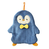 Animal Hand Towel Soft Cute Wall Mounted Dish Cloth Hand Dry Towel for Kitchen Bathroom Penguin