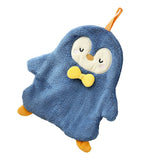 Animal Hand Towel Soft Cute Wall Mounted Dish Cloth Hand Dry Towel for Kitchen Bathroom Penguin