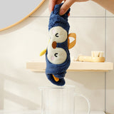 Animal Hand Towel Soft Cute Wall Mounted Dish Cloth Hand Dry Towel for Kitchen Bathroom Penguin
