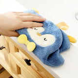 Animal Hand Towel Soft Cute Wall Mounted Dish Cloth Hand Dry Towel for Kitchen Bathroom Penguin - Extra Image
