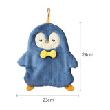 Animal Hand Towel Soft Cute Wall Mounted Dish Cloth Hand Dry Towel for Kitchen Bathroom Penguin