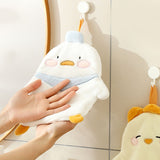 Animal Hand Towel Soft Cute Wall Mounted Dish Cloth Hand Dry Towel for Kitchen Bathroom Duck - 45-Degree Angle