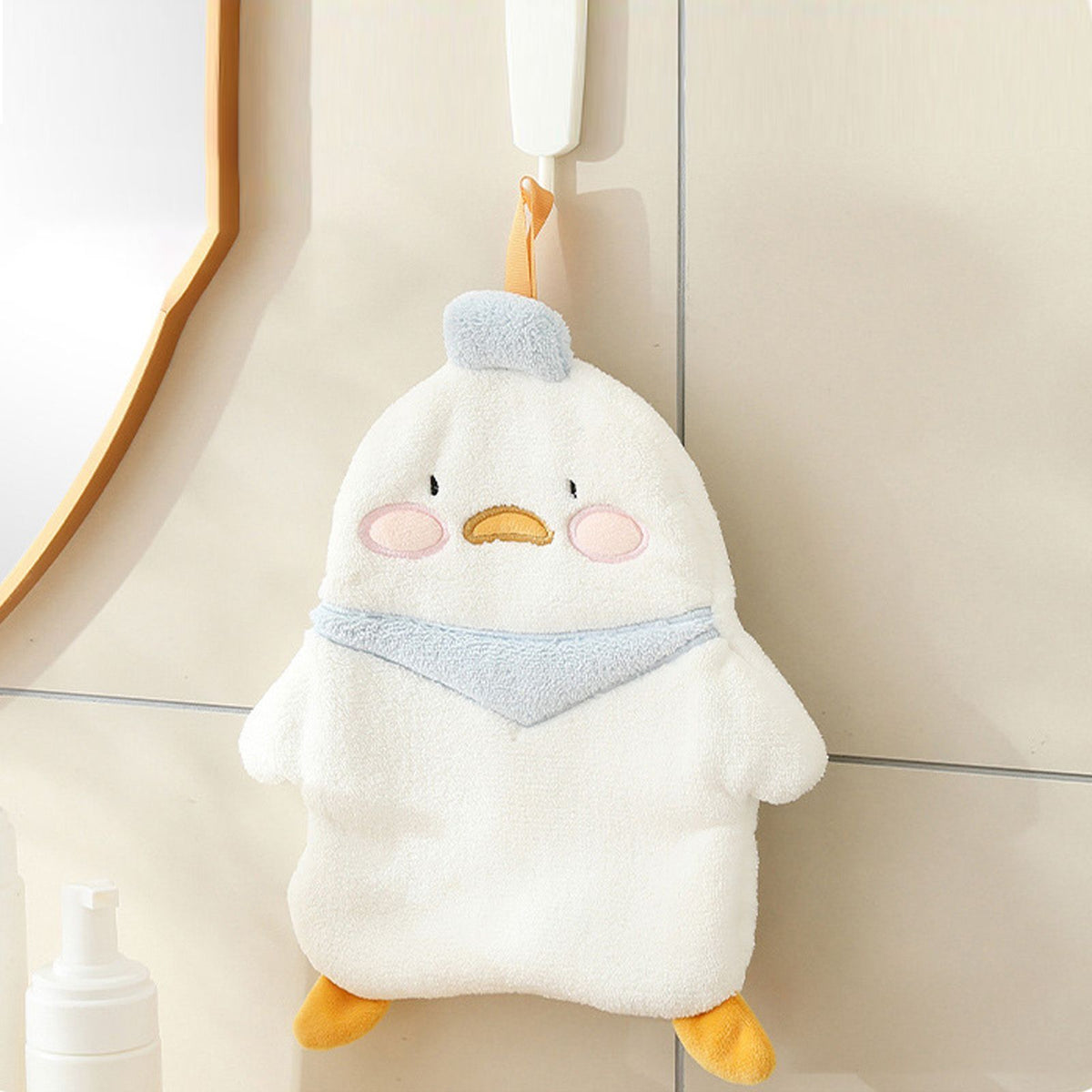 Animal Hand Towel Soft Cute Wall Mounted Dish Cloth Hand Dry Towel for Kitchen Bathroom Duck