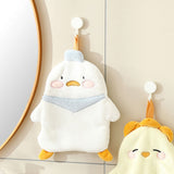 Animal Hand Towel Soft Cute Wall Mounted Dish Cloth Hand Dry Towel for Kitchen Bathroom Duck