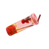 700ml Straw Cup Transparent Plastic Water Bottle with Straw Portable Juice Cup Drinking Bottle Pink