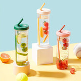 700ml Straw Cup Transparent Plastic Water Bottle with Straw Portable Juice Cup Drinking Bottle Pink - Extra Image
