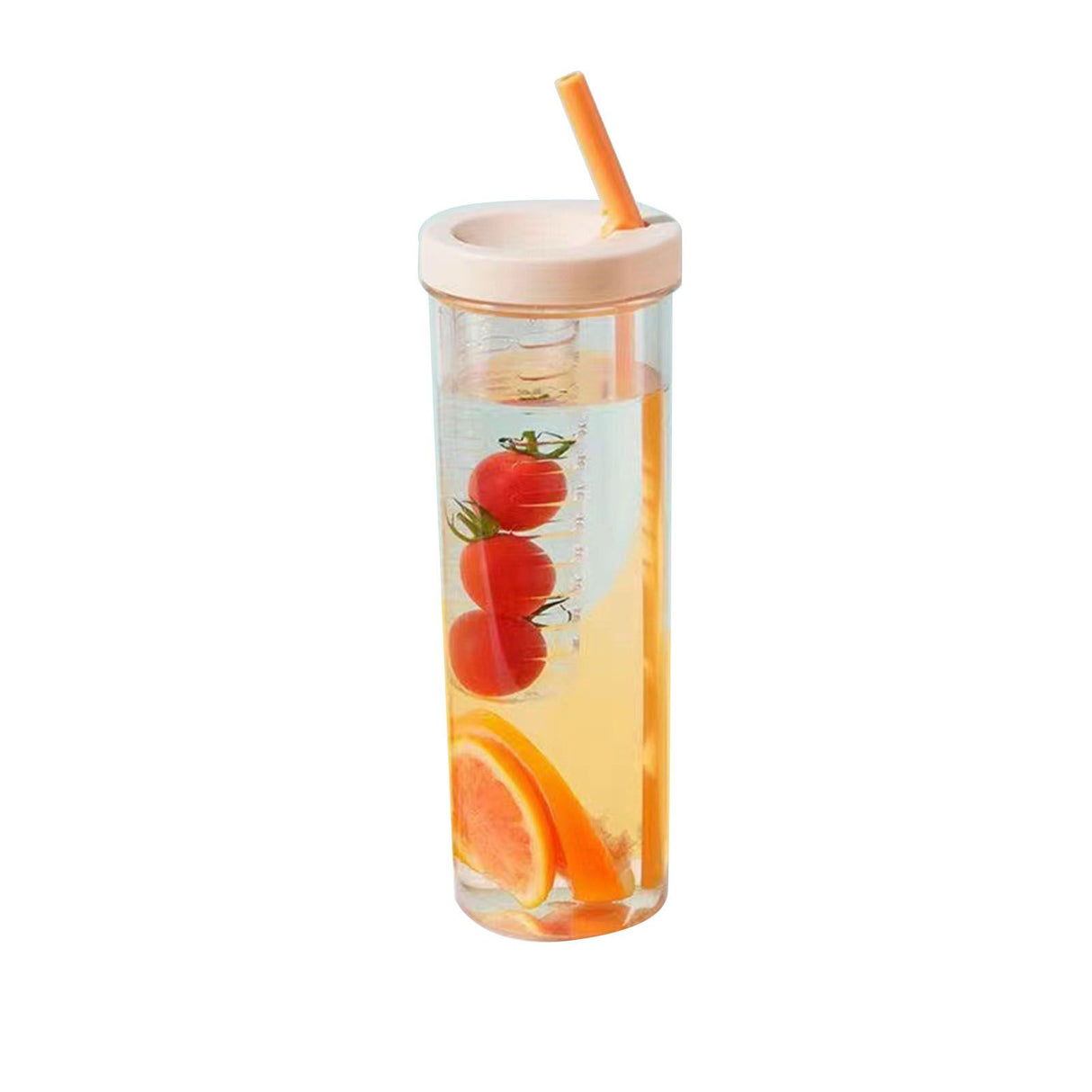 700ml Straw Cup Transparent Plastic Water Bottle with Straw Portable Juice Cup Drinking Bottle Pale Yellow