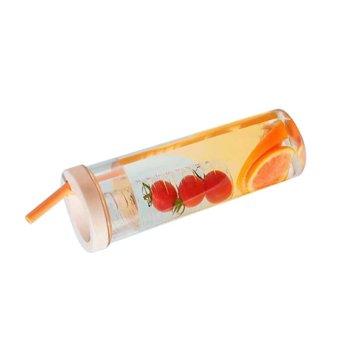 700ml Straw Cup Transparent Plastic Water Bottle with Straw Portable Juice Cup Drinking Bottle Pale Yellow