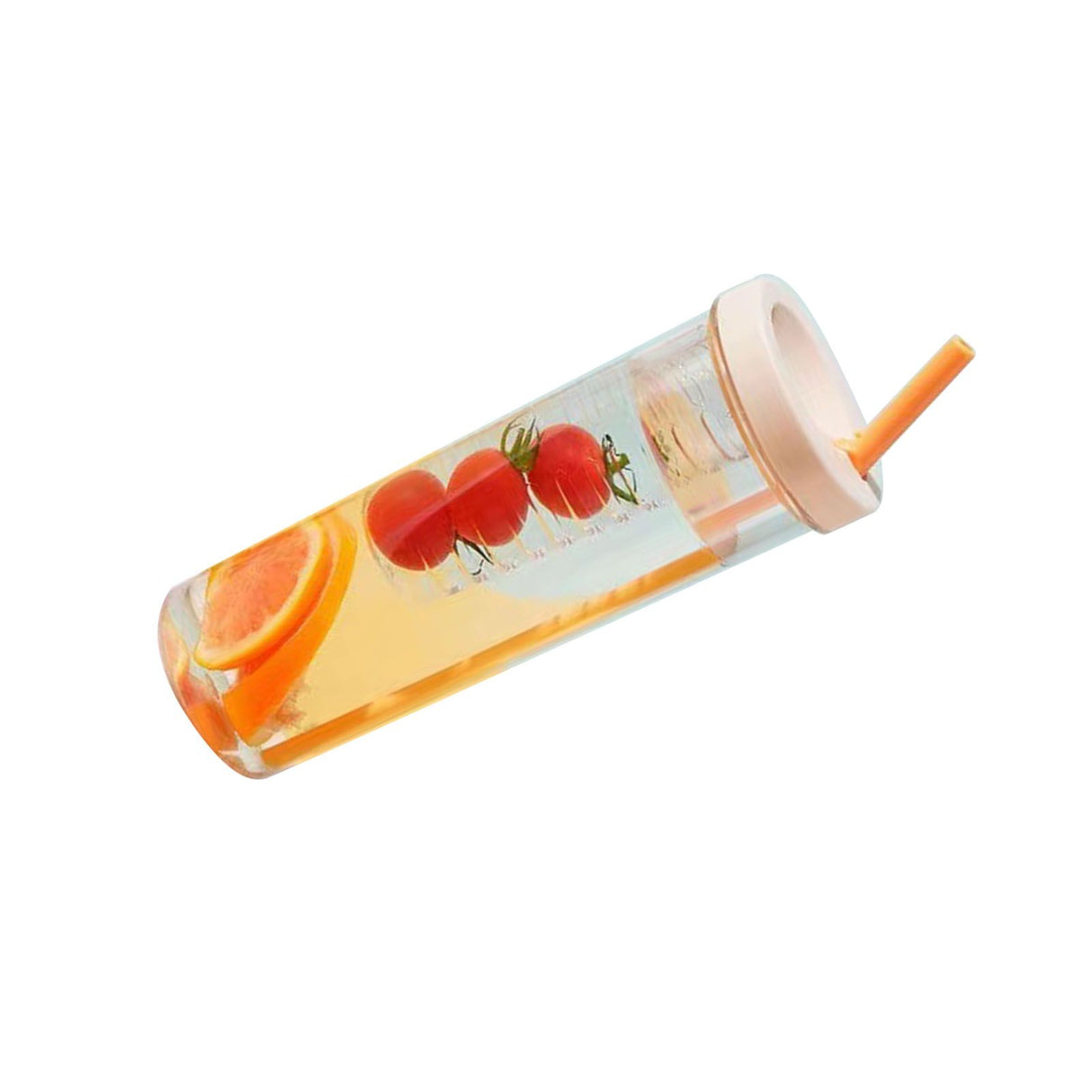 700ml Straw Cup Transparent Plastic Water Bottle with Straw Portable Juice Cup Drinking Bottle Pale Yellow