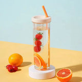 700ml Straw Cup Transparent Plastic Water Bottle with Straw Portable Juice Cup Drinking Bottle Pale Yellow
