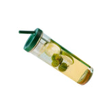 700ml Straw Cup Transparent Plastic Water Bottle with Straw Portable Juice Cup Drinking Bottle Grass Green