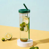 700ml Straw Cup Transparent Plastic Water Bottle with Straw Portable Juice Cup Drinking Bottle Grass Green